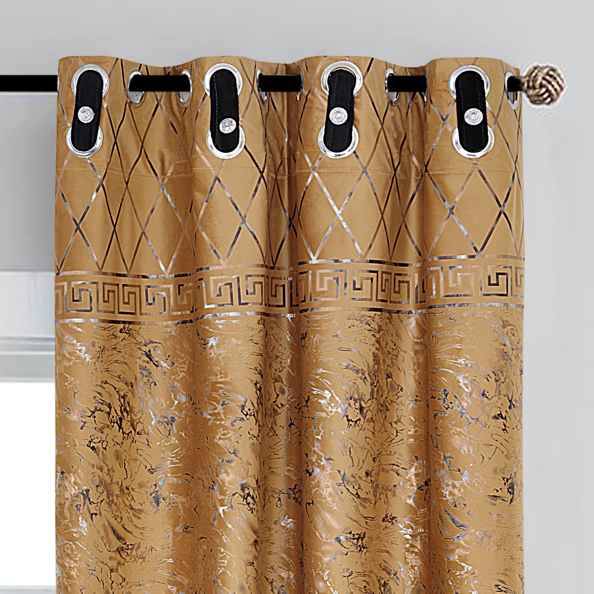 TURKISH FANCY VELVET CURTAINS - GOLDEN (Pack OF 2 curtains)