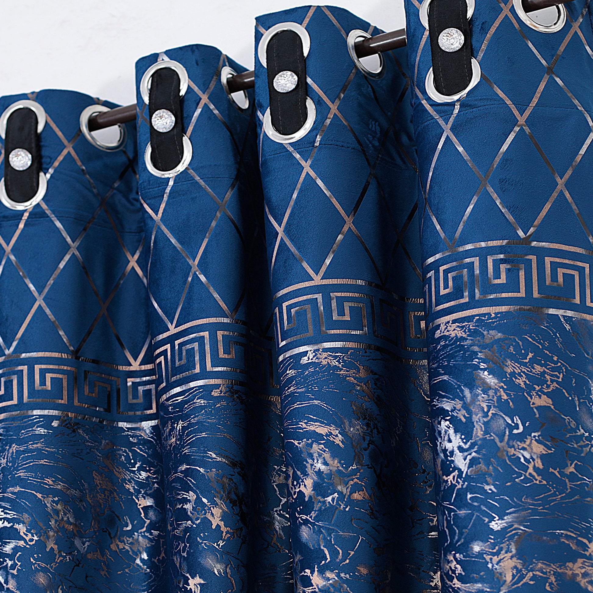 TURKISH FANCY VELVET CURTAINS - BLUE (Pack OF 2 curtains)