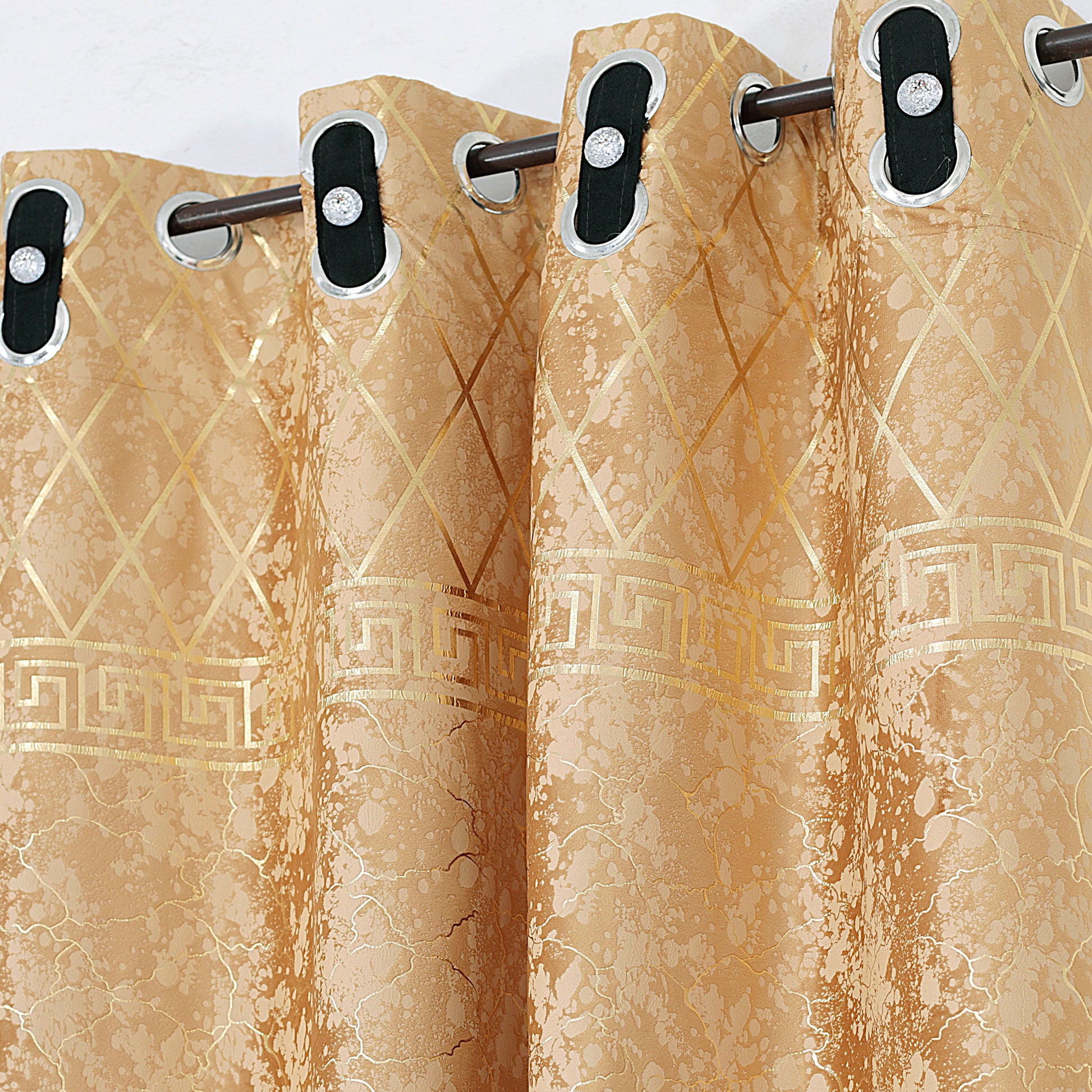 TURKISH FANCY VELVET CURTAINS - GOLDEN BEIGE (Pack OF 2 curtains)
