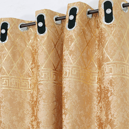 TURKISH FANCY VELVET CURTAINS - GOLDEN BEIGE (Pack OF 2 curtains)