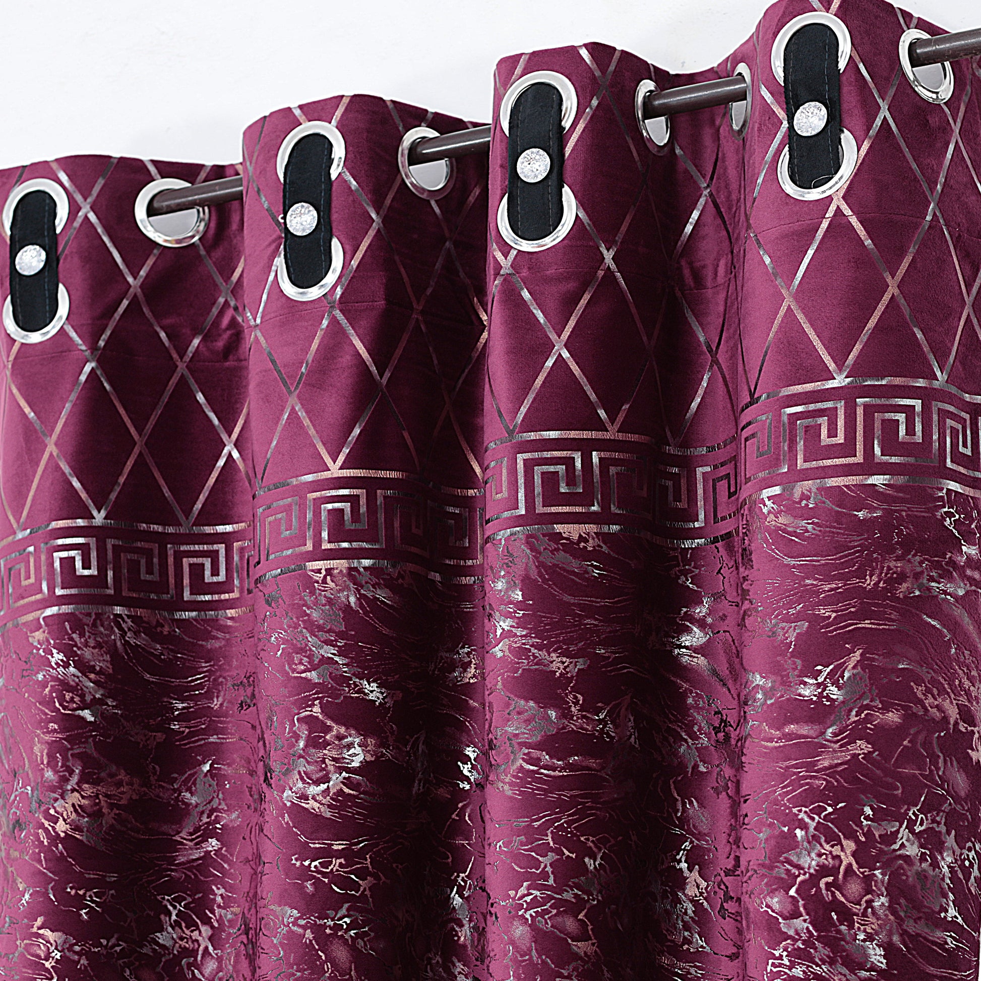 TURKISH FANCY VELVET CURTAINS - PURPLE (Pack OF 2 curtains)