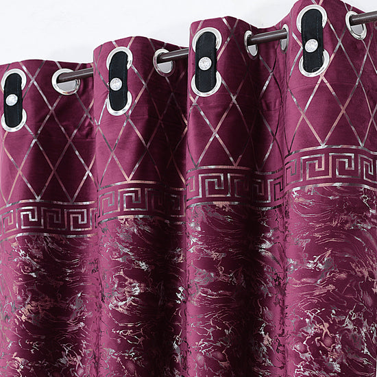TURKISH FANCY VELVET CURTAINS - PURPLE (Pack OF 2 curtains)