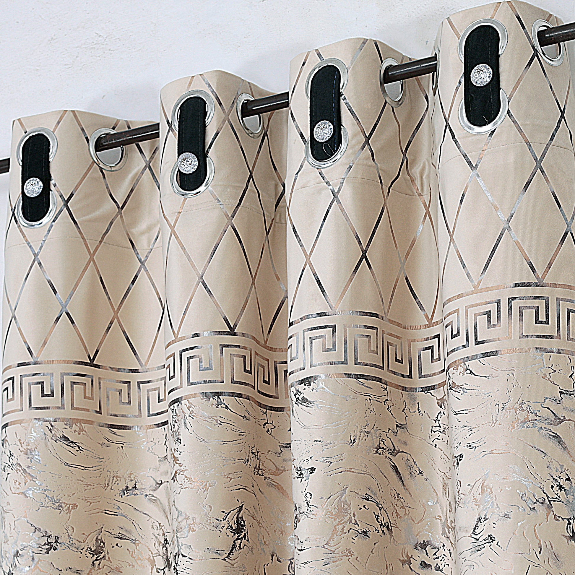 TURKISH FANCY VELVET CURTAINS - OFFWHITE (Pack OF 2 curtains)