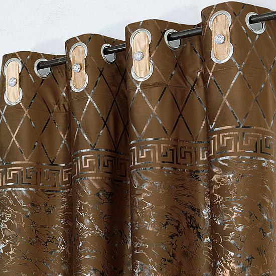 TURKISH FANCY VELVET CURTAINS - BROWN (Pack OF 2 curtains)