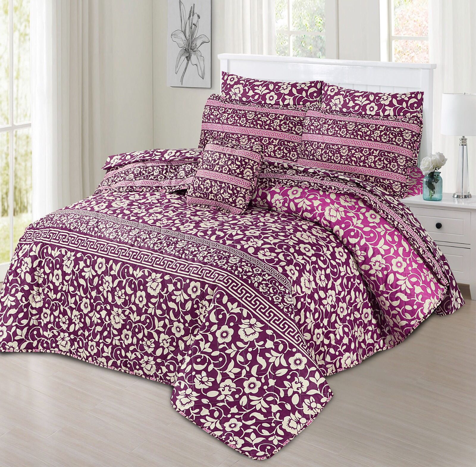 7 Pcs Comforter Set King Size Design KCC 49