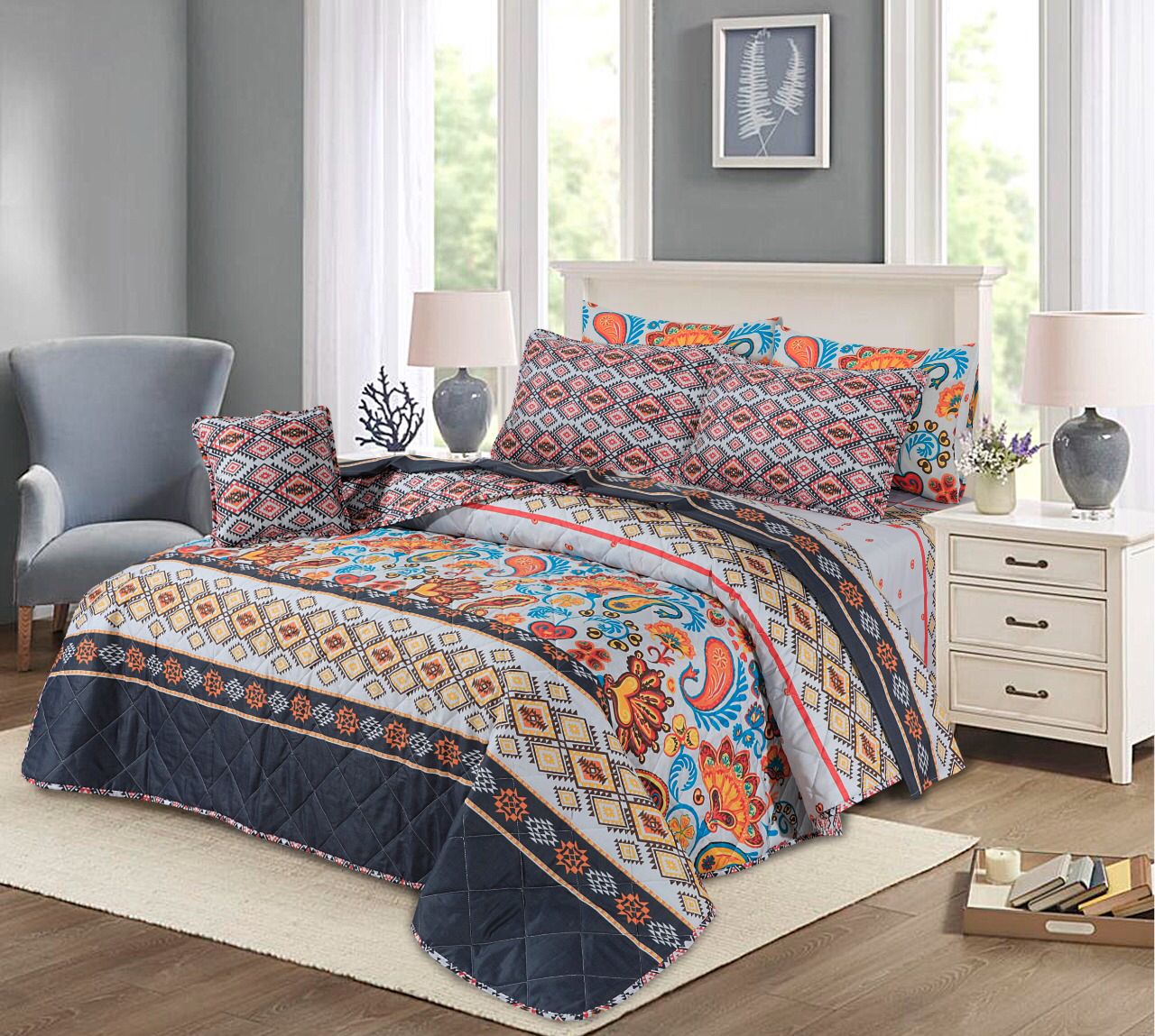 7 Pcs Comforter Set King Size Design KCC 55