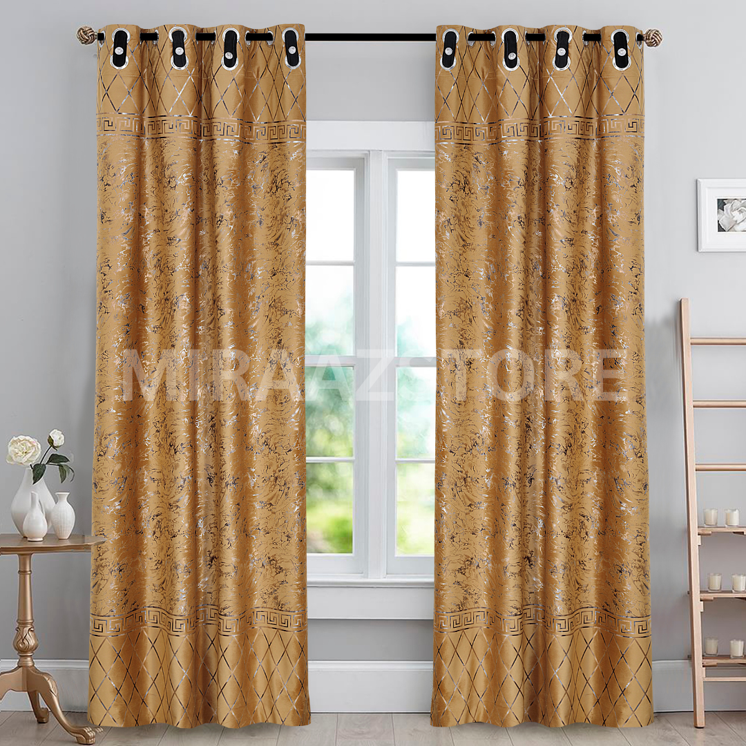 TURKISH FANCY VELVET CURTAINS - GOLDEN (Pack OF 2 curtains)