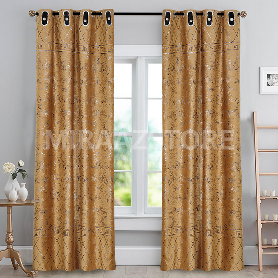 TURKISH FANCY VELVET CURTAINS - GOLDEN (Pack OF 2 curtains)