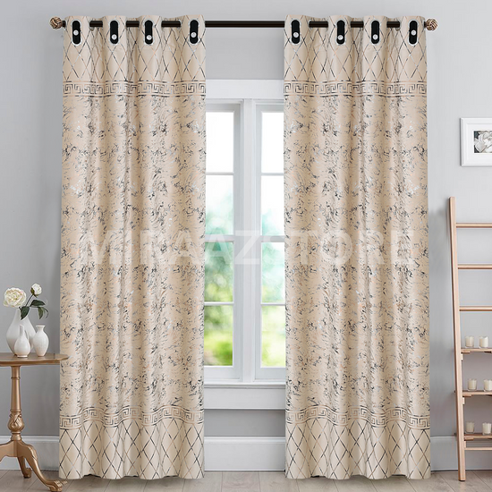 TURKISH FANCY VELVET CURTAINS - OFFWHITE (Pack OF 2 curtains)
