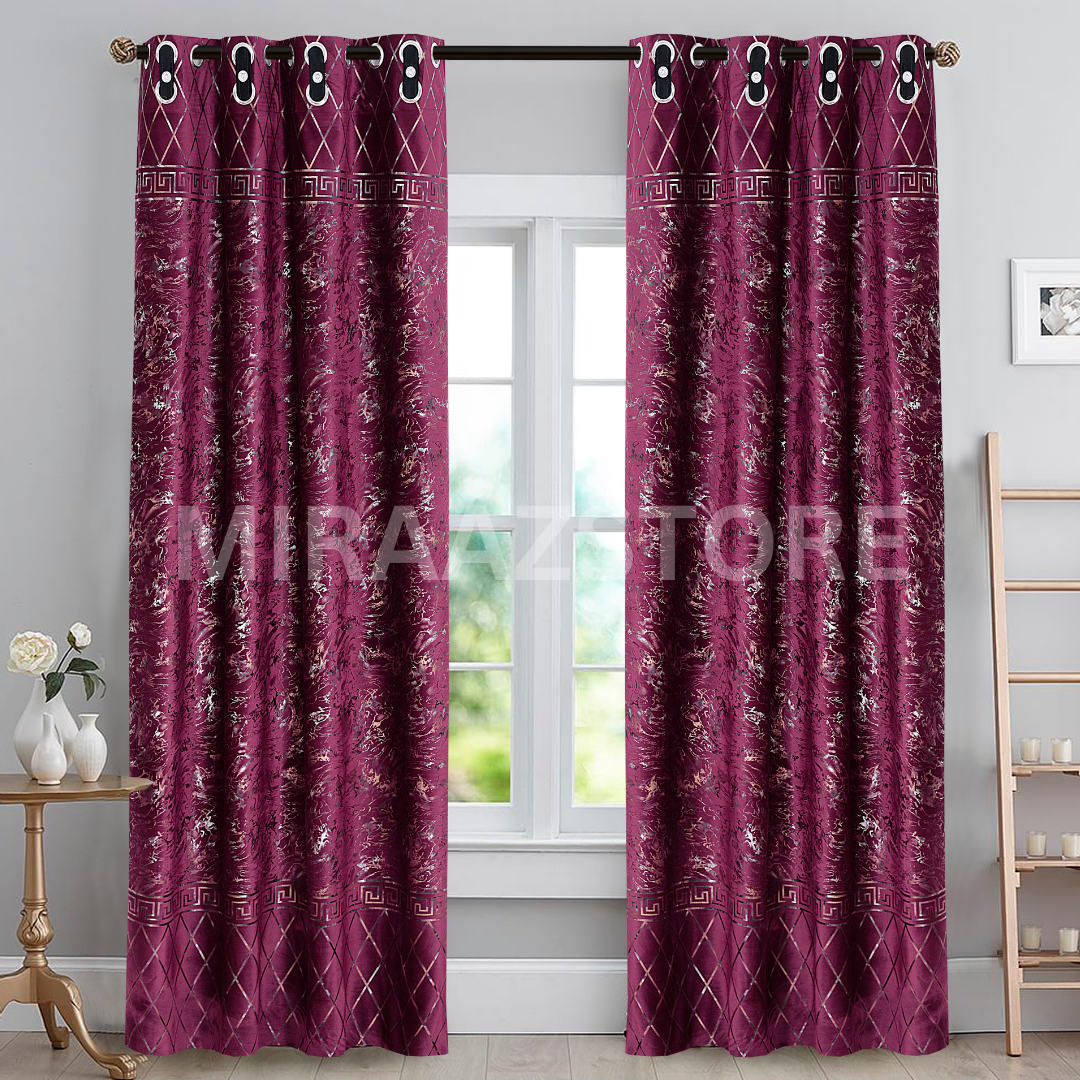 TURKISH FANCY VELVET CURTAINS - PURPLE (Pack OF 2 curtains)