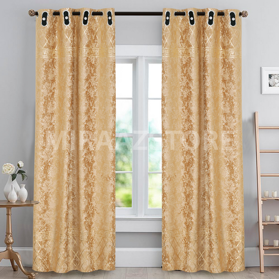 TURKISH FANCY VELVET CURTAINS - GOLDEN BEIGE (Pack OF 2 curtains)