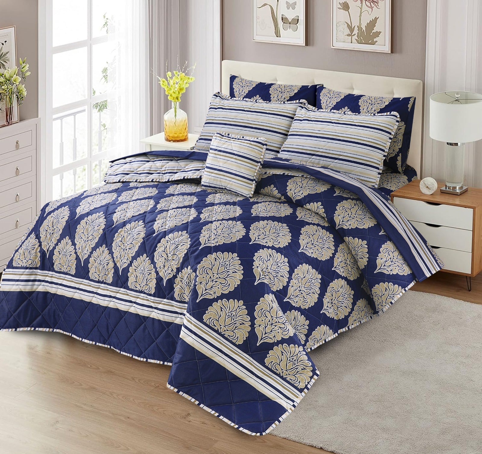 7 Pcs Comforter Set King Size Design KCC 101