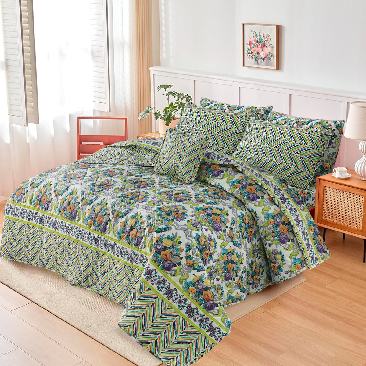 7 Pcs Comforter Set King Size Design KCC 0006