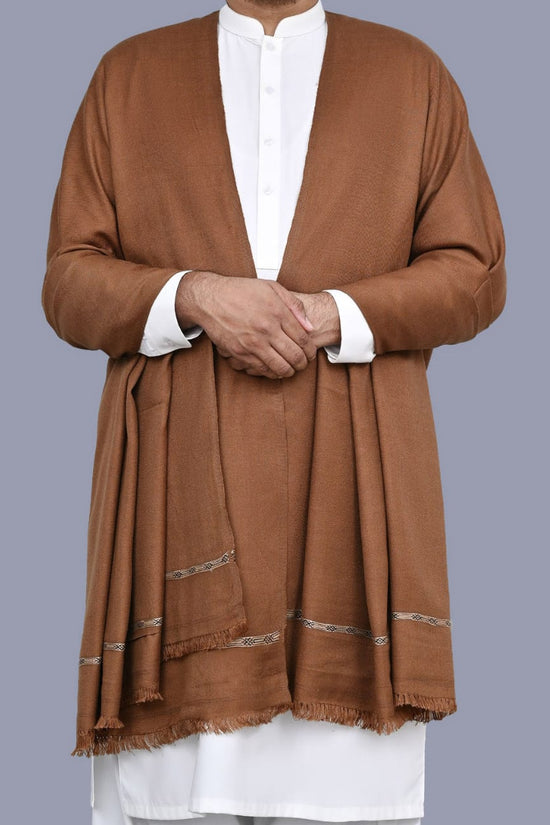 J. Premium Winter Shawl For Men - MS09- Burnt Amber