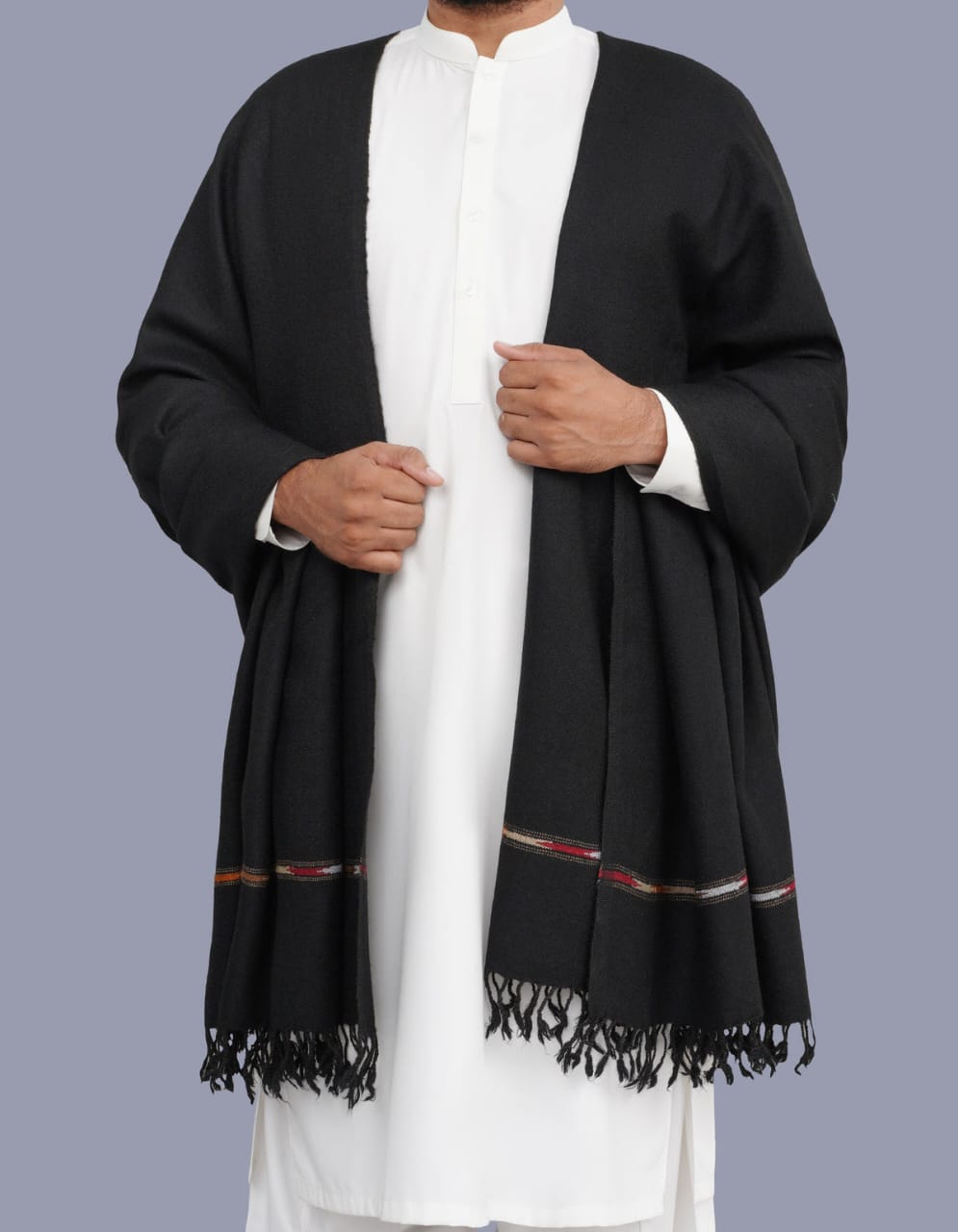 J. Premium Winter Shawl For Men - MS02-Black