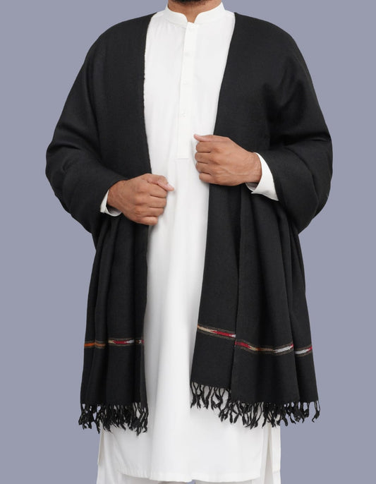 J. Premium Winter Shawl For Men - MS02-Black
